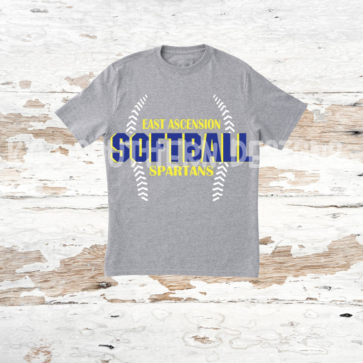Gray T-Shirt with East Ascension Softball Spartans