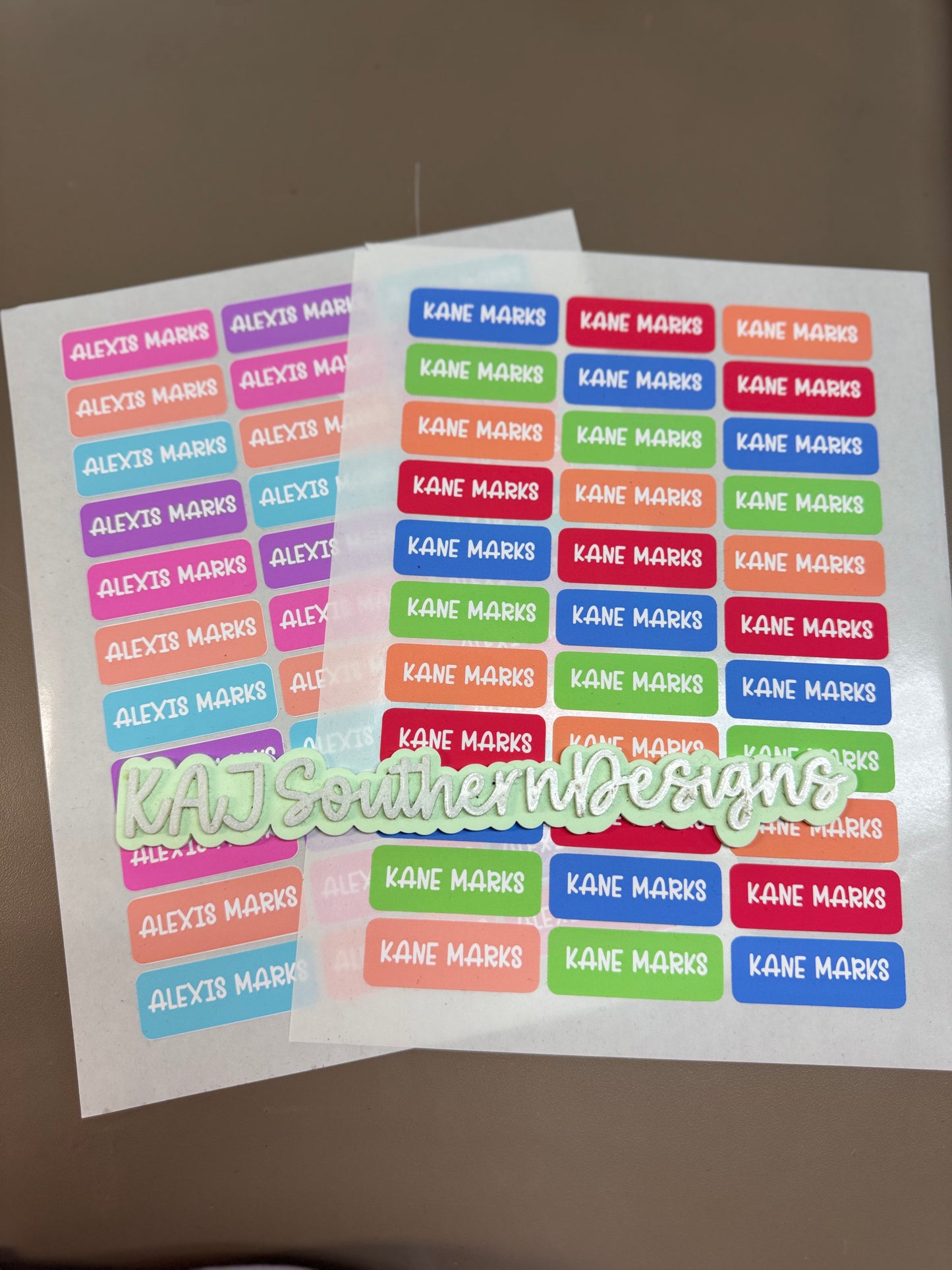 Custom Kids Name Labels – 1 Sheet of 34 Personalized Vinyl Stickers