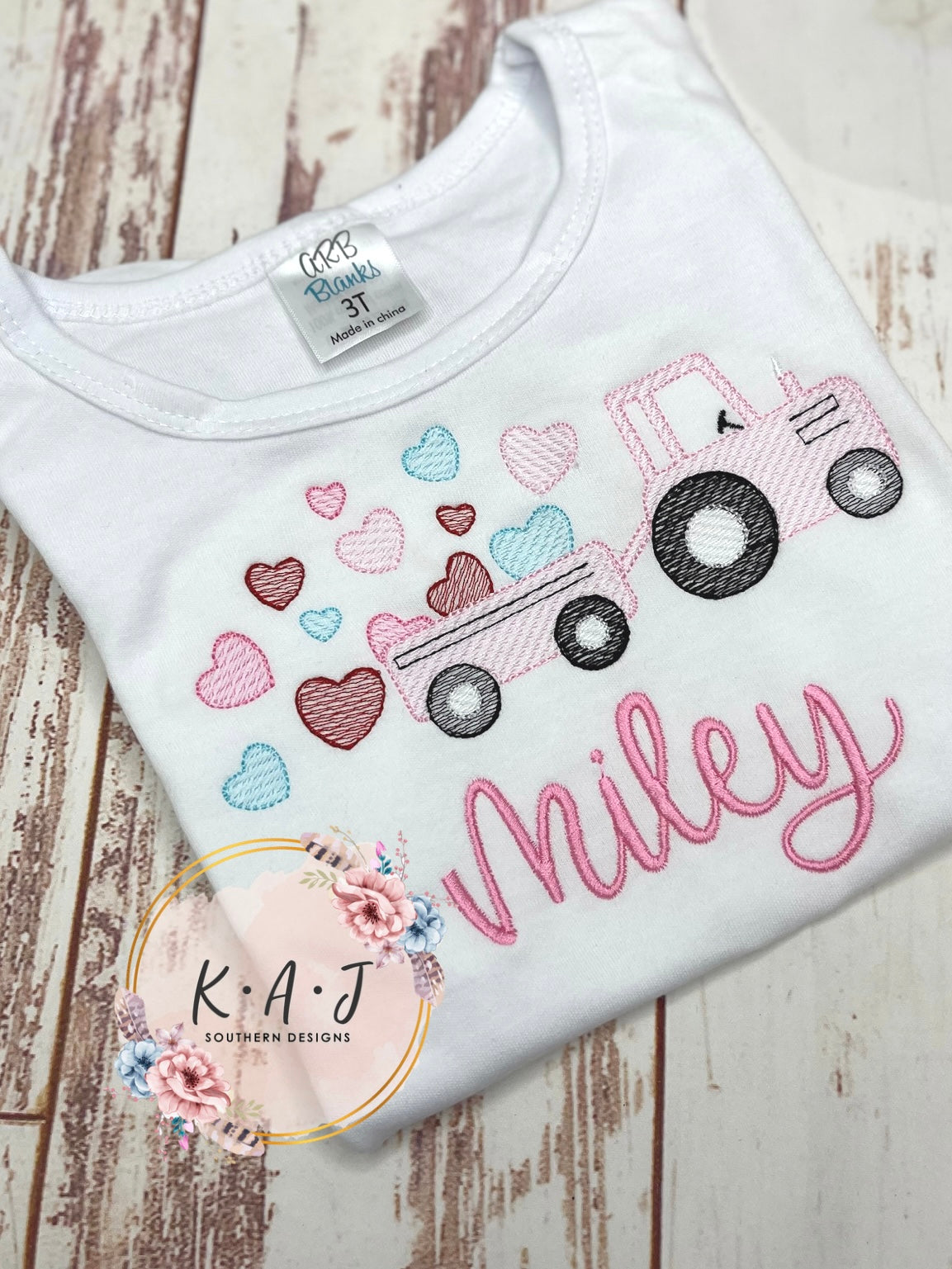 Girls Valentine's Heart Truck Shirt