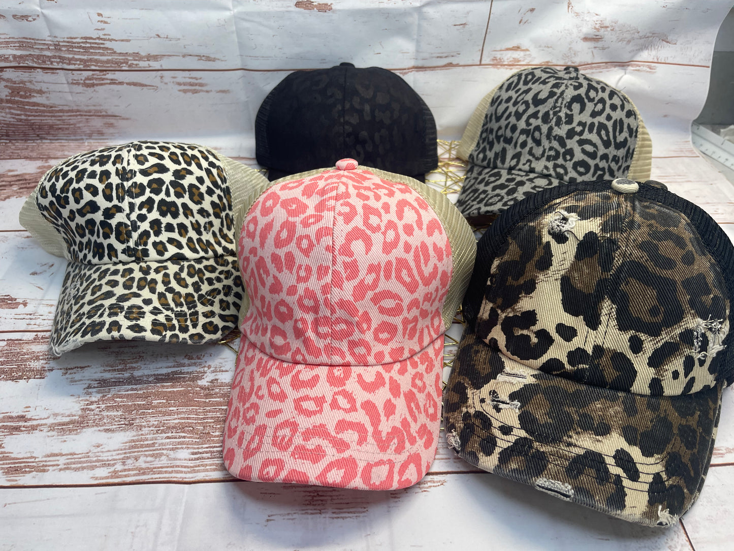 Drunk Wives Matter Leopard Ponytail Hat