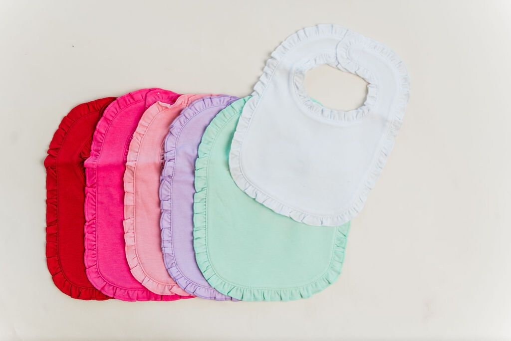 Ruffle Bib & Burp Cloth Mermaid Appliqué | Ruffle Baby Bib | Ruffle Baby Burp Cloth | Girl Baby Gift | Girl Bib,Burp Cloth Set