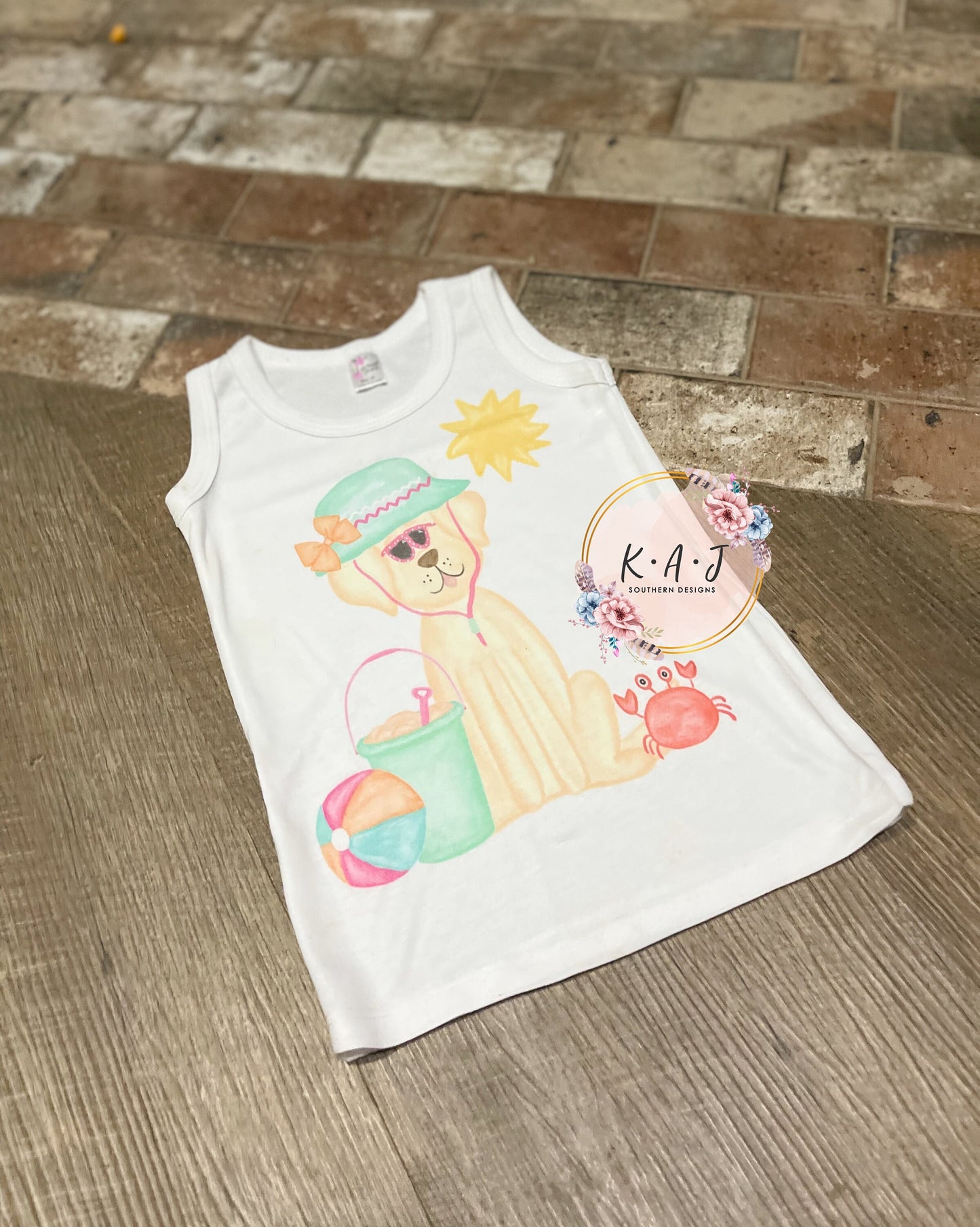 Beach Puppy Shirt,Yellow Lab Shirt,Beach Shirt,Girls Beach Tank,Girls Tanktop, Infant Tanktop,Infant Beach Tank