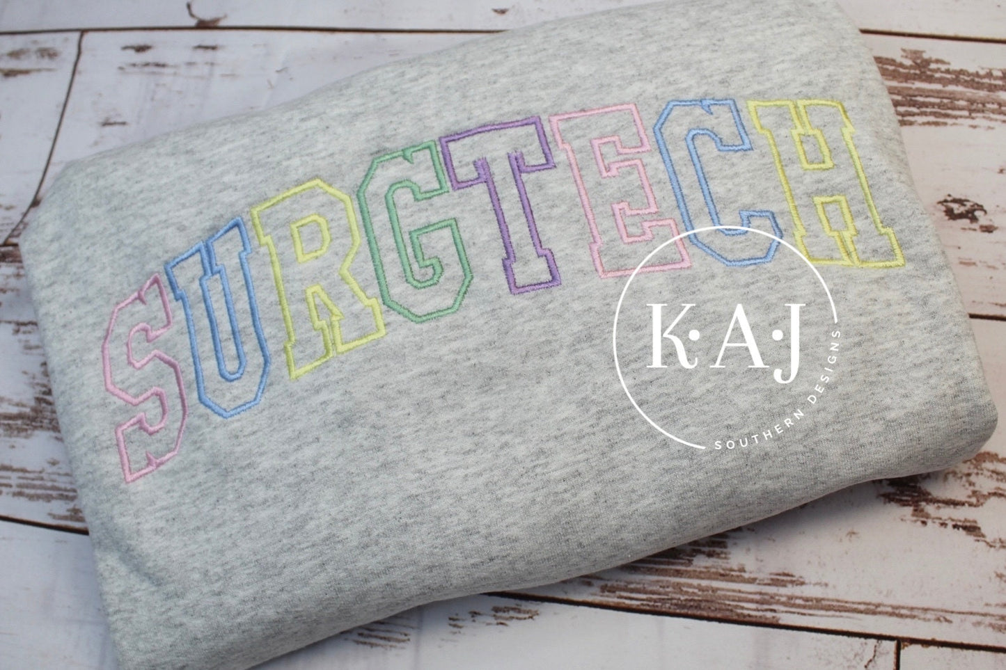 SurgTech Sweatshirt, Surgical Tech Crew Neck, Pastel Surg Tech Sweatshirt, Pastel Color Sweatshirt, Occupation Sweatshirt, Varsity letters