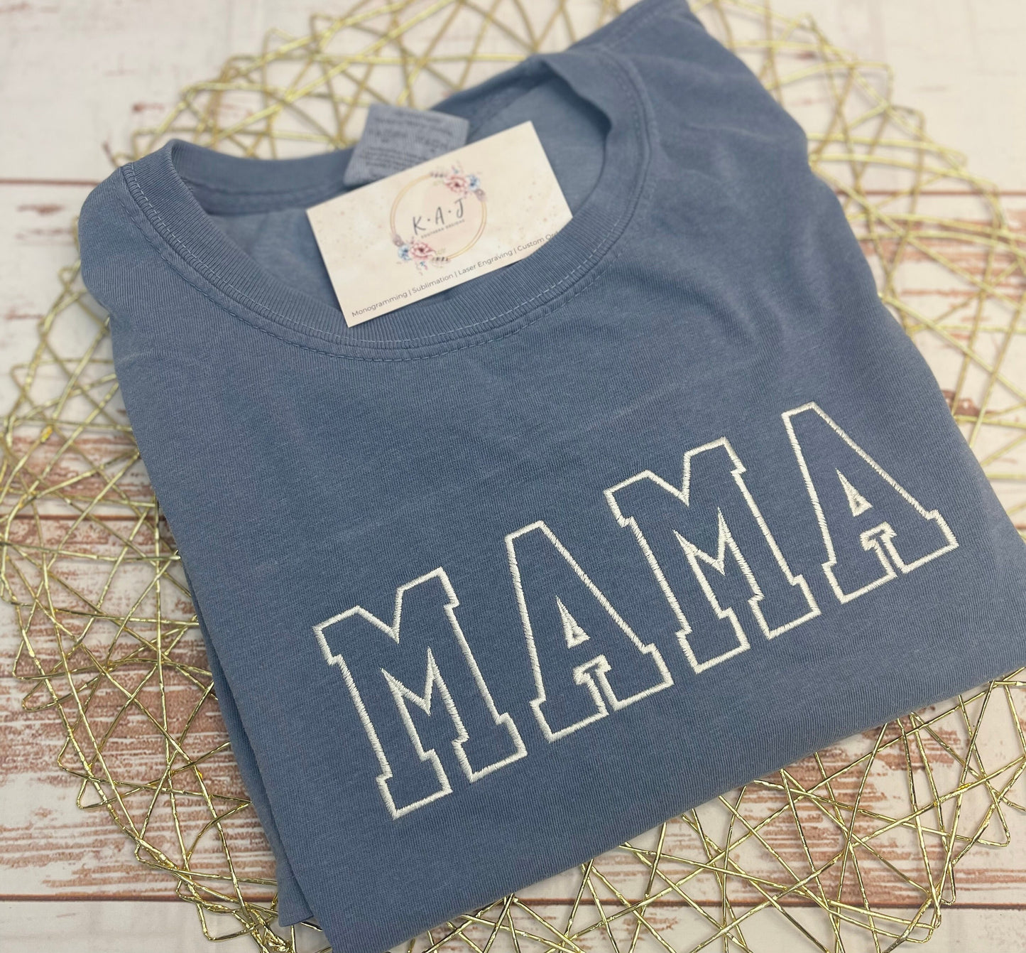 MAMA Embroidery Varsity Name TShirt,Mama TShirt,Mama,Boy Mama Shirt,Custom Name Shirts,Custom Shirt Gift,Baby Shower Gift for Mom