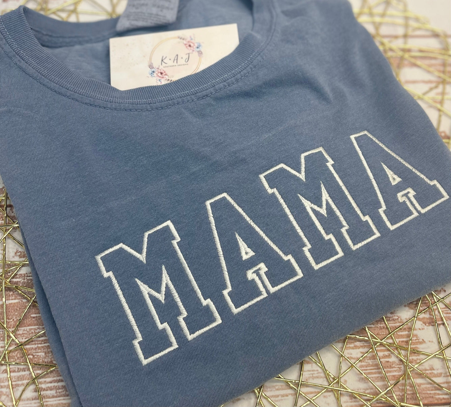 MAMA Embroidery Varsity Name TShirt,Mama TShirt,Mama,Boy Mama Shirt,Custom Name Shirts,Custom Shirt Gift,Baby Shower Gift for Mom