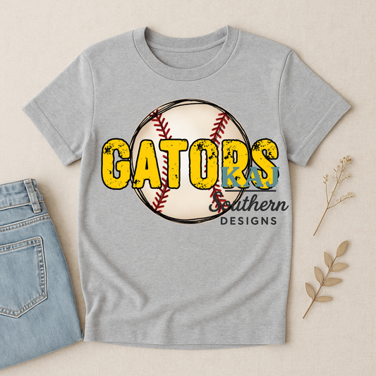 Gators Overlay Baseball Mascot Spirit Tee