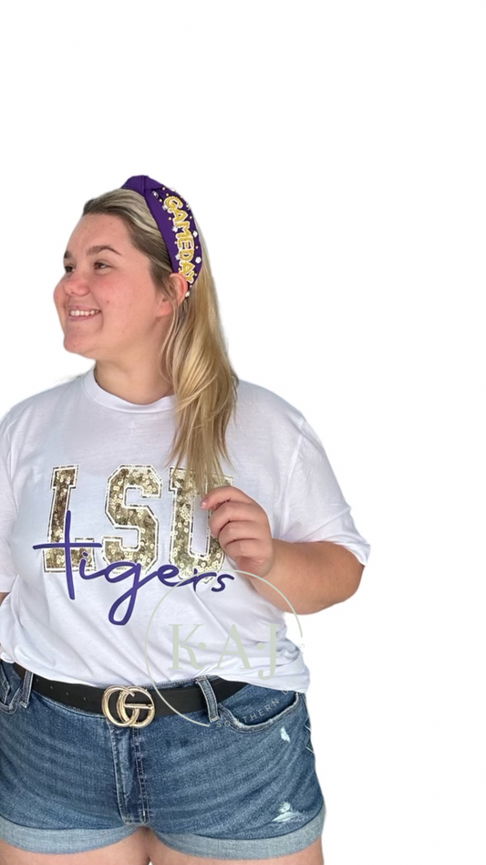 Gold Sequin Tigers Tee