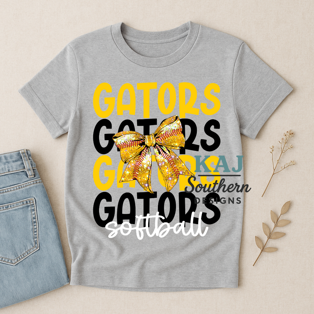 Gators Softball Sequin Coquette Mascot Spirit Tee