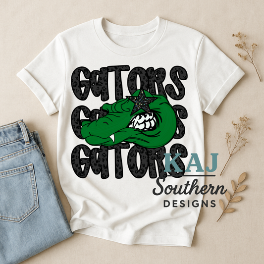 Black Leopard Gators Gators Gators Mascot Spirit Tee