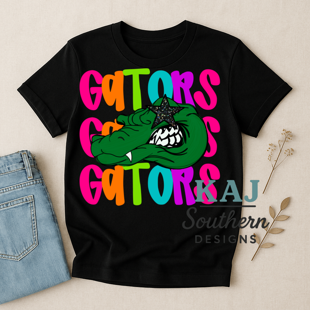 Rainbow Gators Gators Gators Mascot Spirit Tee