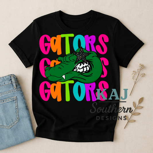 Rainbow Gators Gators Gators Mascot Spirit Tee