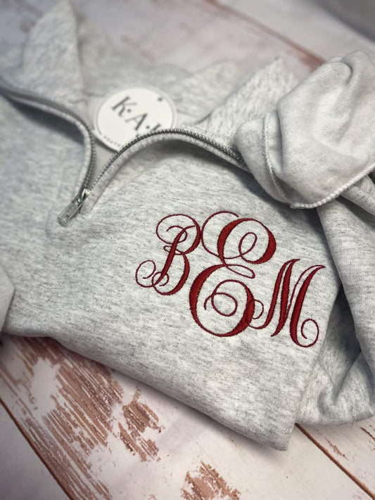 1/4 Zip Sweatshirts with Custom Monogram