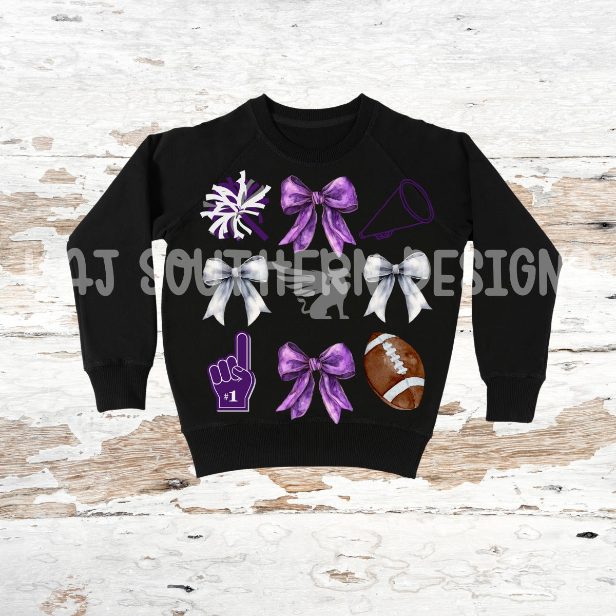 Black Sweatshirt with Decorative Bows Dutchtown Griffins