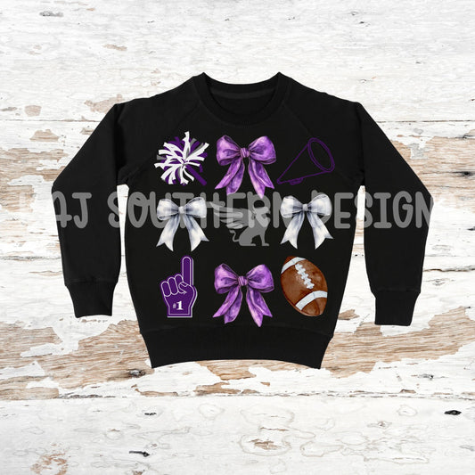 Black Sweatshirt with Decorative Bows Dutchtown Griffins