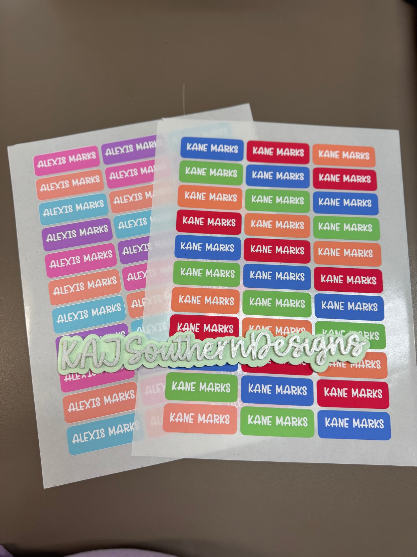 Custom Kids Name Labels – 1 Sheet of 34 Personalized Vinyl Stickers