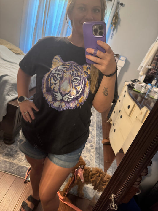Purple & Gold Glitter Tiger Tee – Lane Seven