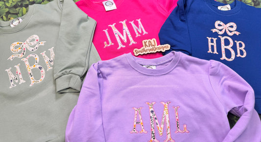Puff Sleeve Monogram Sweatshirt