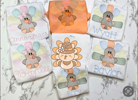 Personalized Turkey Embroidery Tee