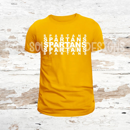 Yellow T-Shirt with SPARTANS Repeated