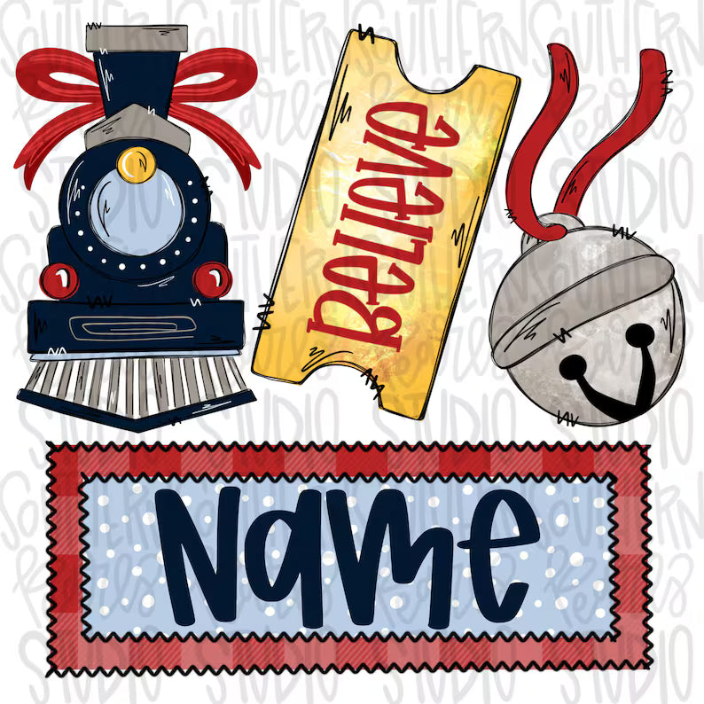 Reindeer + Tree + Gingerbread (Leopard) Name Plate Christmas