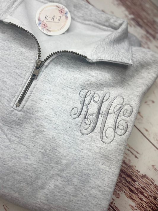 Initial Monogrammed Sweater, 1/4 Zip Monogram Sweatshirt, Monogram Sweatshirt, Custom Monogram Sweatshirt