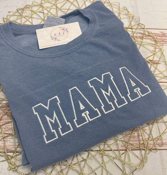 MAMA Embroidery Varsity Name TShirt,Mama TShirt,Mama,Boy Mama Shirt,Custom Name Shirts,Custom Shirt Gift,Baby Shower Gift for Mom