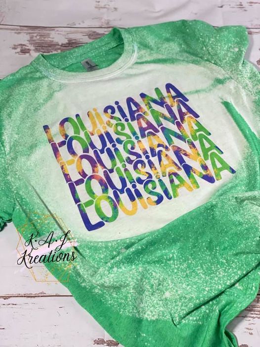 Bleached Louisiana Mardi Gras Tee