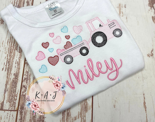 Girls Valentine's Heart Truck Shirt
