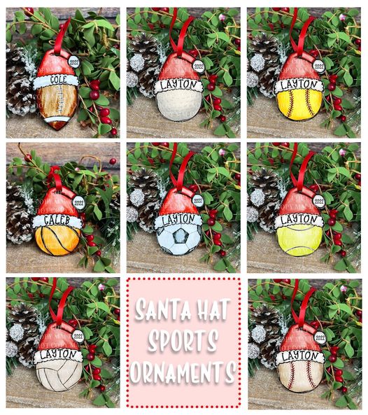 Santa Hat Sports Ornaments