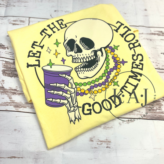 Let the Good Times Roll ADULT Skeleton Tee