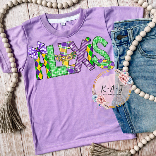 Girl's Mardi Gras Name TShirt
