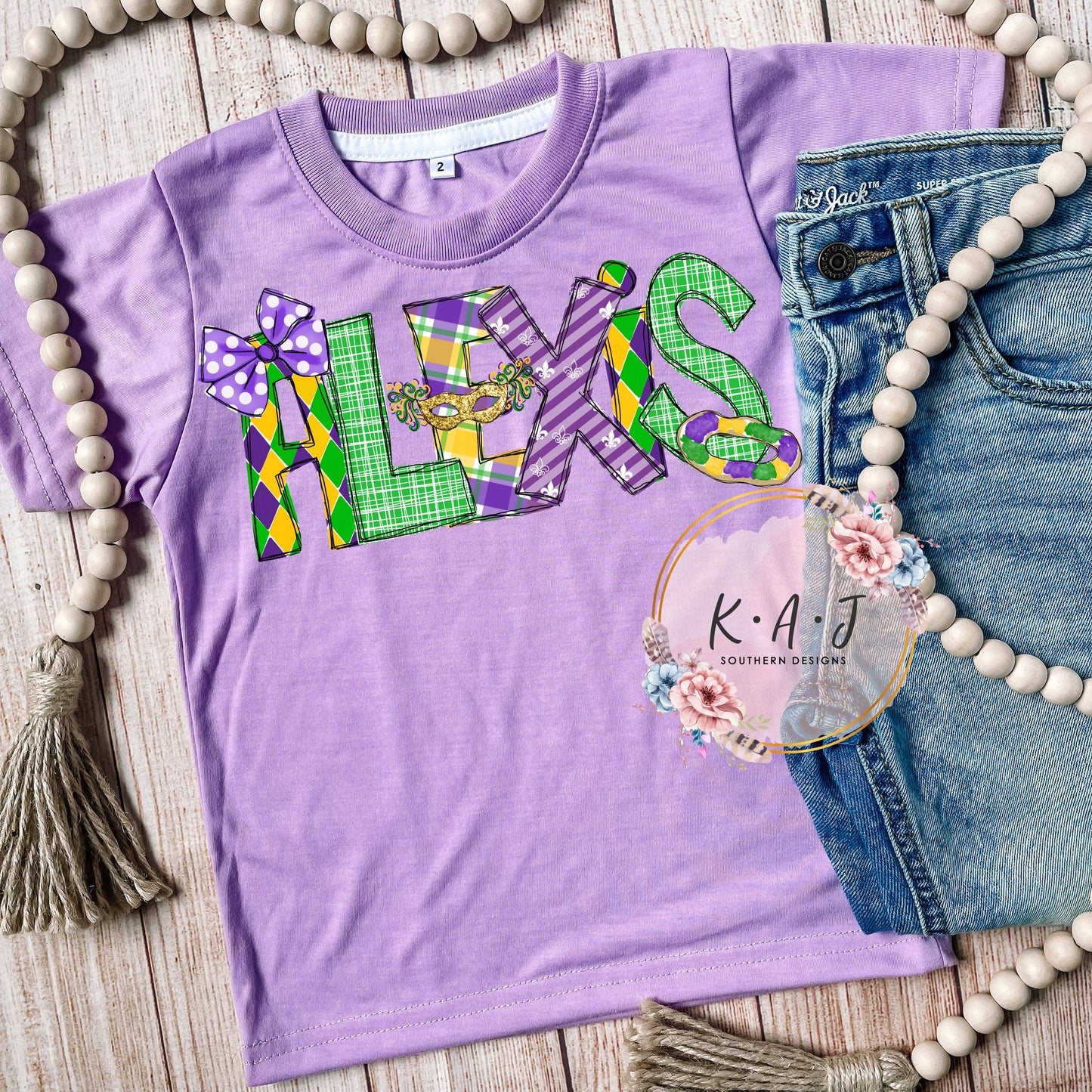 Boys Mardi Gras Name TShirt