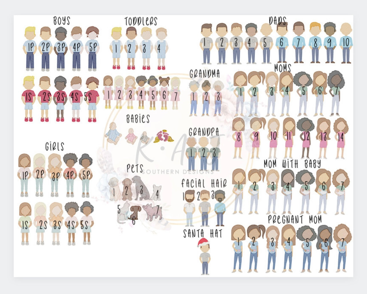 2021 Family Sketch Embroidery Ornaments