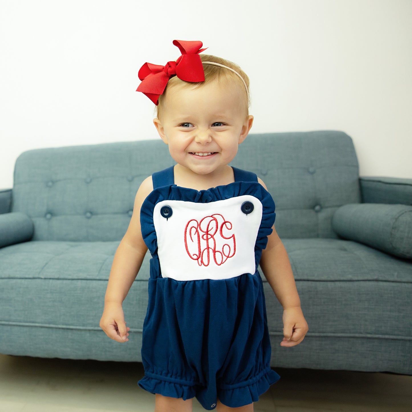 Girl's Monogrammed Summer Knit Sunsuit