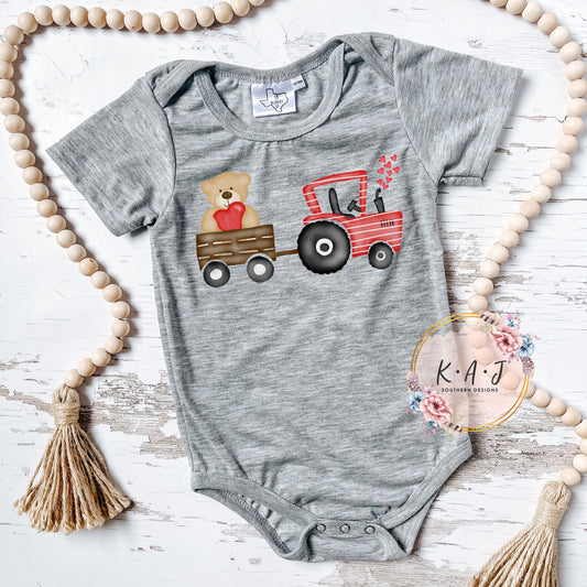 Teddy Bear Tractor Valentine's Shirt