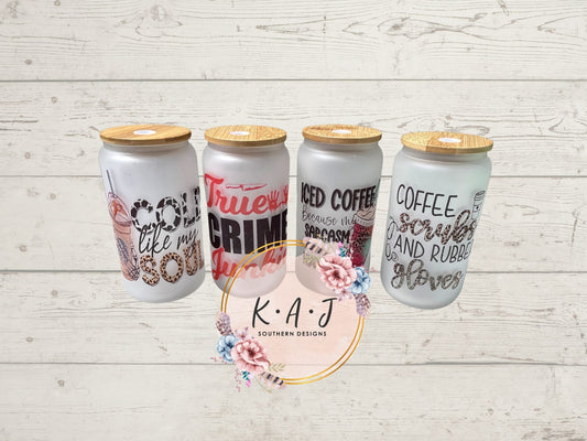 Frosted Iced Coffee Tumblers w/ Straw