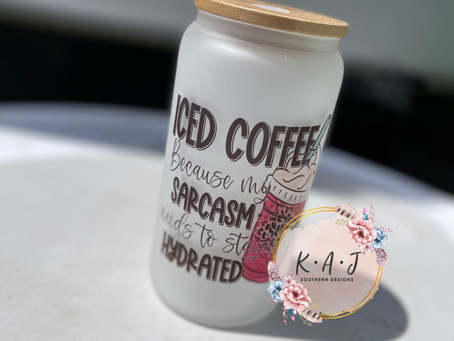 Frosted Iced Coffee Tumblers w/ Straw