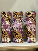 Load image into Gallery viewer, Apparently We’re Trouble When We are Together Purple and Leopard Tumbler
