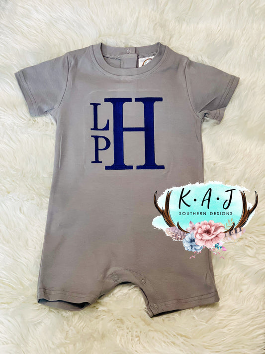 Boys Monogrammed Romper | Boys personalized Romper |Boys Outfit | Boys Custom Outfit