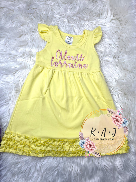 Girls Dress | Angel Sleeve Dress | Girls Outfit | Girls Monogrammed Dress | Toddler Dresses | Toddler Monogrammed Dress