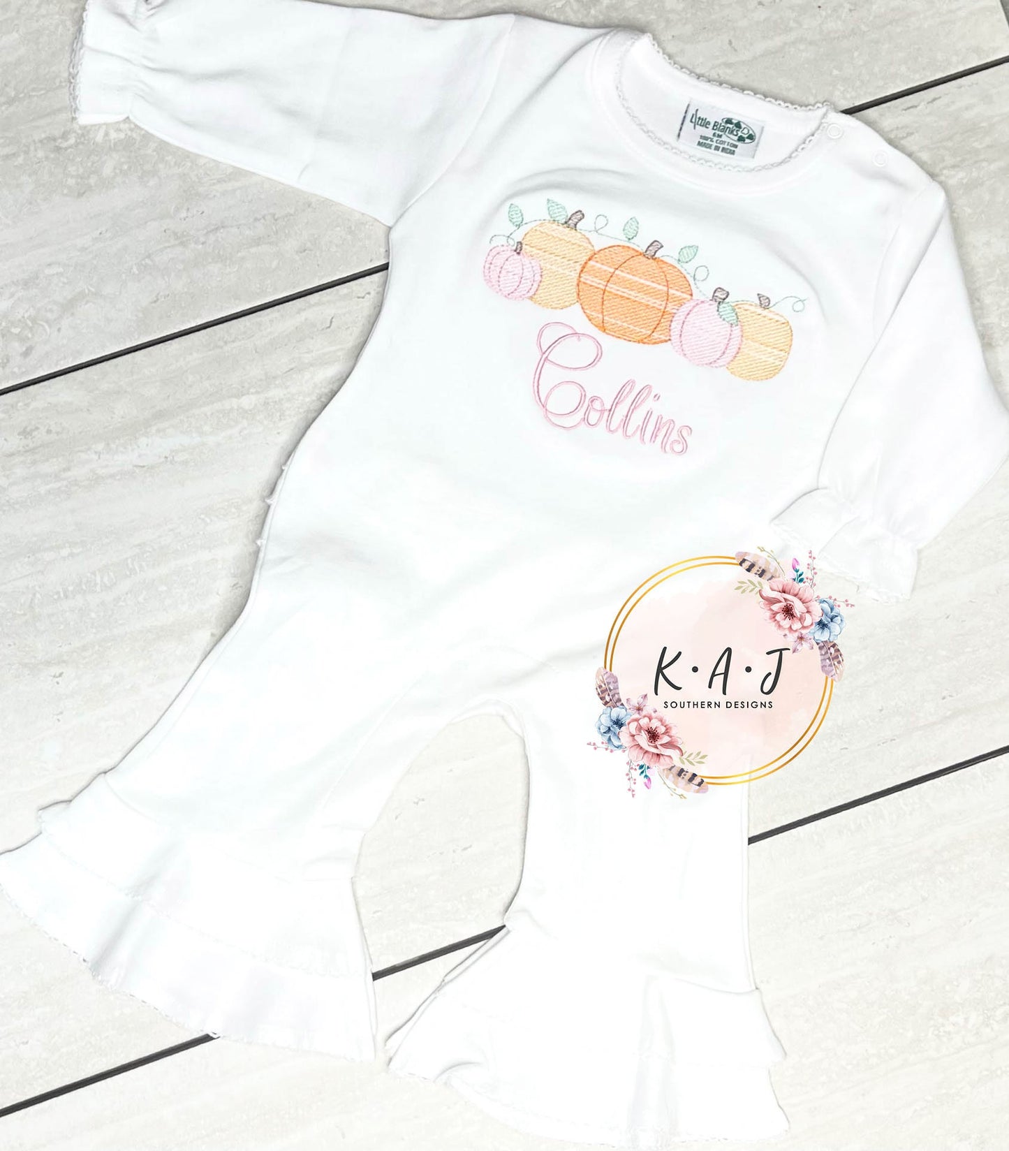 Girls Pumpkin Patch Ruffle Romper | Halloween Romper |  Girls Fall Ruffle Romper | Ruffle Pumpkin Romper | Girly Pumpkin Patch
