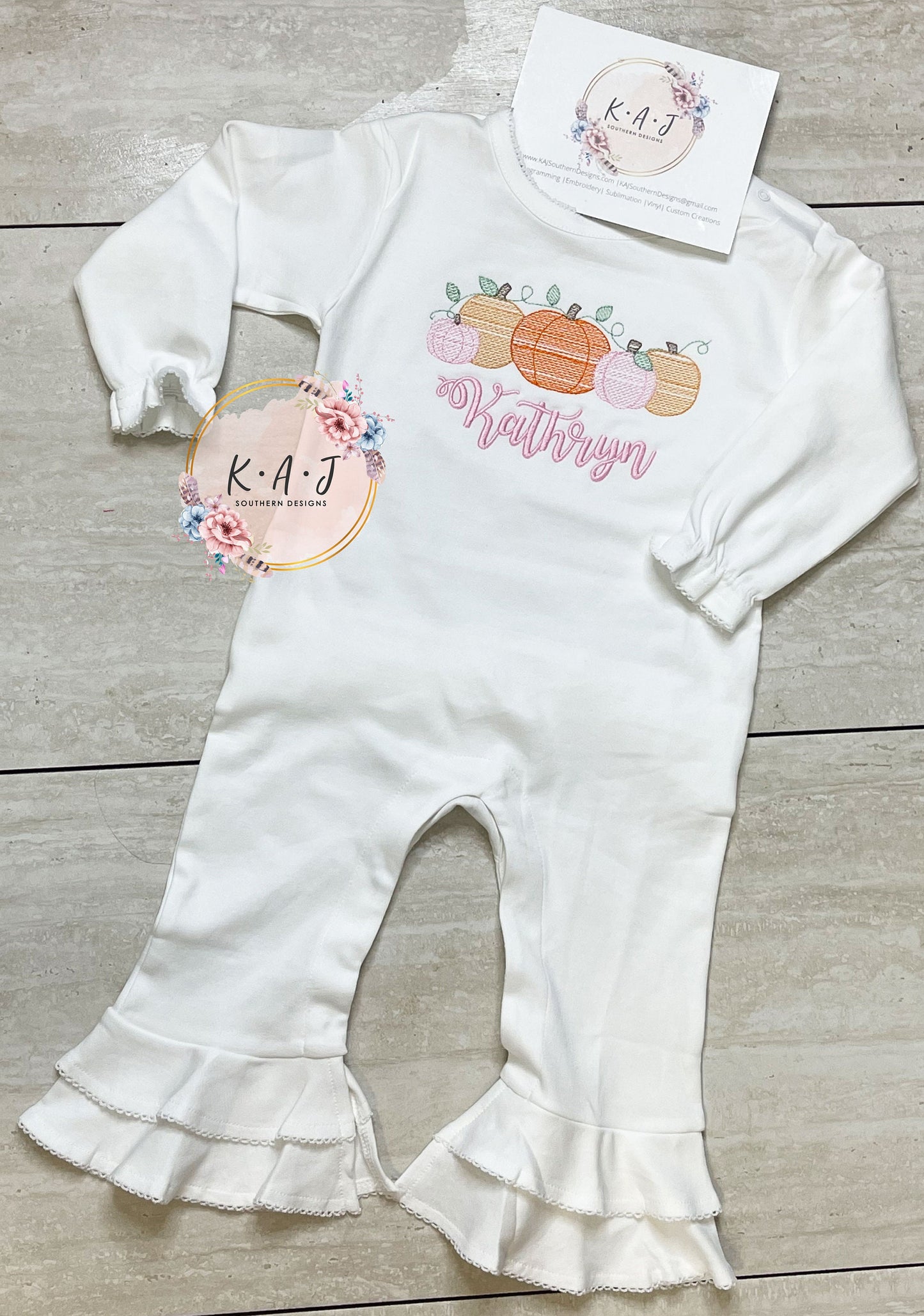 Girls Pumpkin Patch Ruffle Romper | Halloween Romper |  Girls Fall Ruffle Romper | Ruffle Pumpkin Romper | Girly Pumpkin Patch