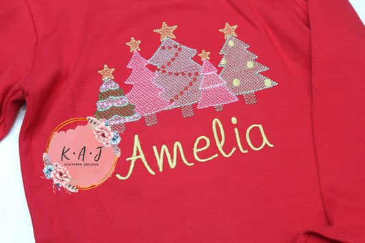 Christmas Tree Shirt | Girly Christmas Shirt | Christmas Tree Shirt | Santa Pictures | Colorful Tree Christmas