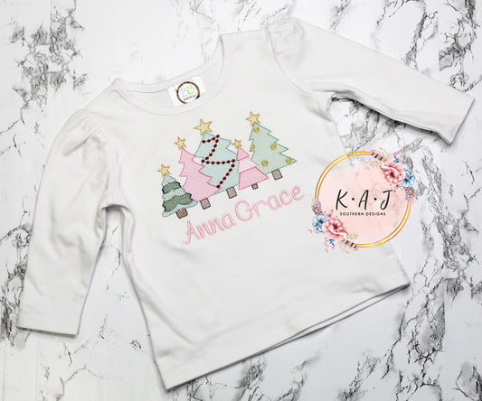 Christmas Shirt | Girly Christmas Shirt | Christmas Tree Shirt | Santa Pictures | Colorful Tree Christmas | Christmas Gift | Girls Gift