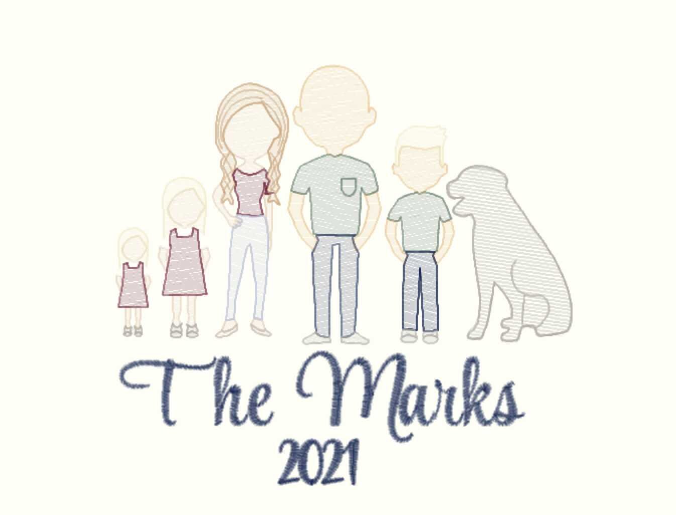 2021 Family Sketch Embroidery Ornaments