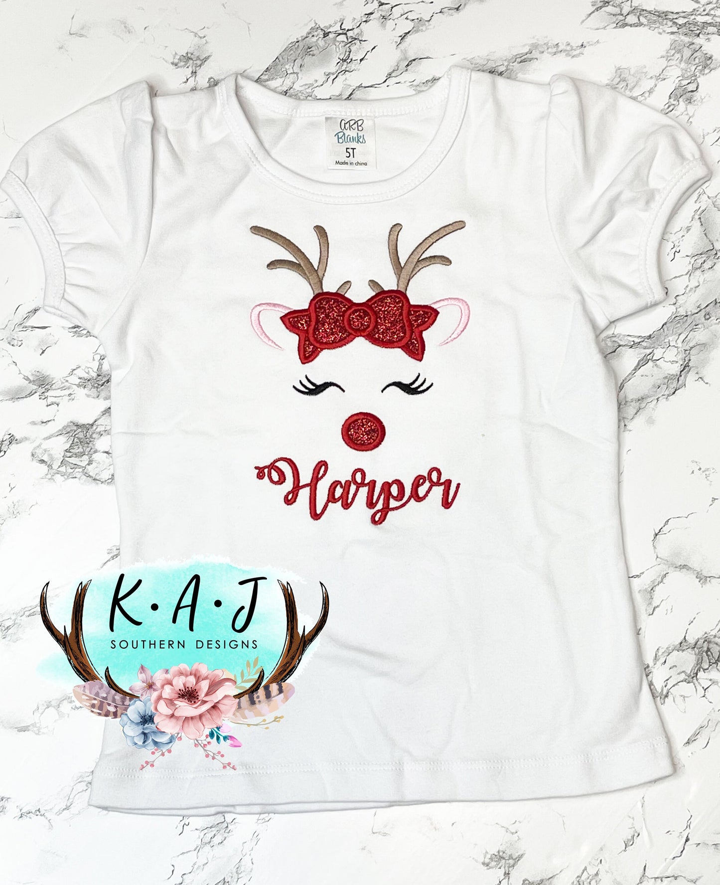 Girls Christmas Shirt | Christmas Glitter Shirt | Rudolph Shirt | Reindeer Christmas Shirt