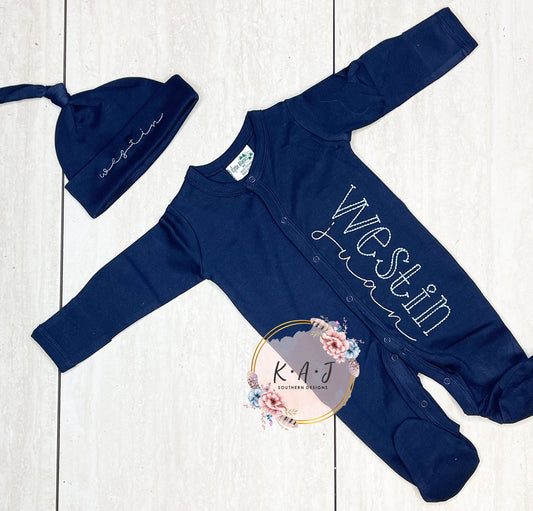 Infant Sleeper | Newborn Coming Home Outfit | Boy Sleeper |Boy Coming Home Outfit | Baby Outfit | Baby Sleeper | Monogrammed Baby Sleeper