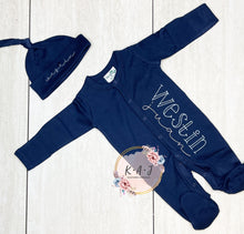 Load image into Gallery viewer, Baby Gift Infant Sleeper|Newborn Coming Home Outfit|Boy Sleeper|Boy Coming Home Outfit|Baby Outfit|Baby Sleeper|Monogrammed Baby Sleeper
