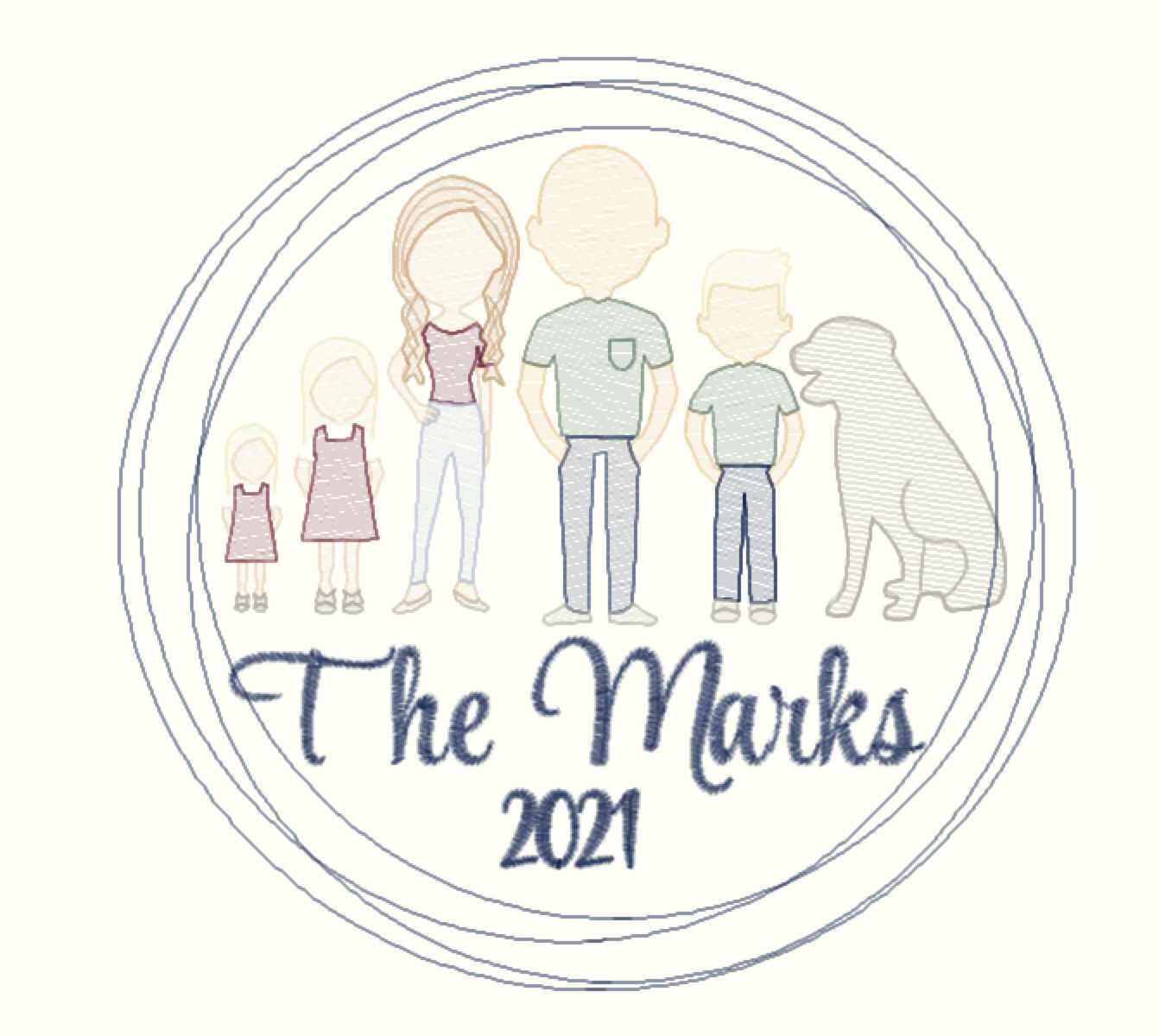 2021 Family Sketch Embroidery Ornaments