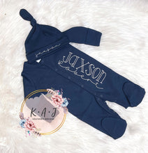 Load image into Gallery viewer, Baby Gift Infant Sleeper|Newborn Coming Home Outfit|Boy Sleeper|Boy Coming Home Outfit|Baby Outfit|Baby Sleeper|Monogrammed Baby Sleeper
